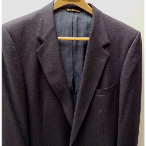 42R Halston Wool Blazer Navy Blue Sport Coat Jacket Two Button - Picture 2 of 10